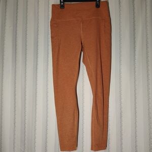 Prana- Size Large- Orange High-Waisted Leggings With Pockets-7/8 Length